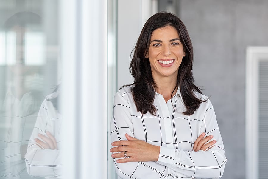 A woman happy about all of her options